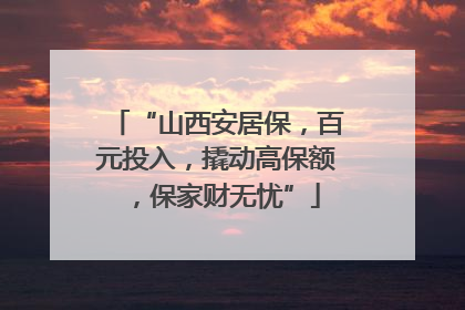 “山西安居保，百元投入，撬动高保额，保家财无忧”
