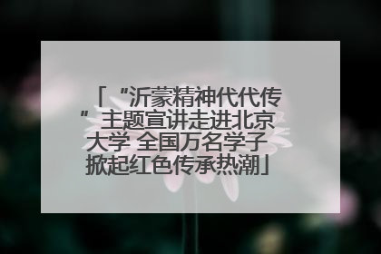 “沂蒙精神代代传”主题宣讲走进北京大学 全国万名学子掀起红色传承热潮