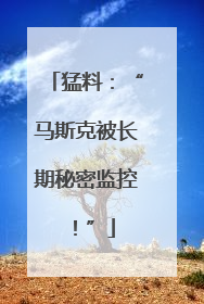 猛料：“马斯克被长期秘密监控！”