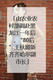 由农业农村部调赴黑龙江一年后，“80后”王杕履新齐齐哈尔副市长