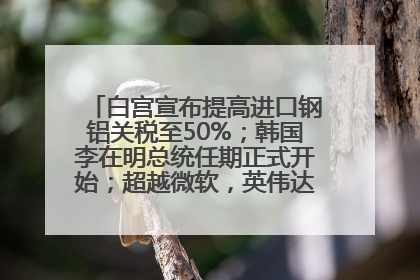 白宫宣布提高进口钢铝关税至50%；韩国李在明总统任期正式开始；超越微软，英伟达重回全球市值第一；华熙生物回应近期风波丨每经早参