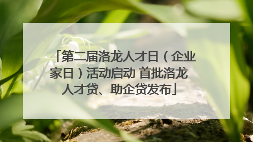 第二届洛龙人才日（企业家日）活动启动 首批洛龙人才贷、助企贷发布