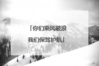 你们乘风破浪 我们保驾护航
