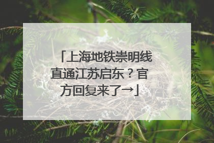 上海地铁崇明线直通江苏启东？官方回复来了→