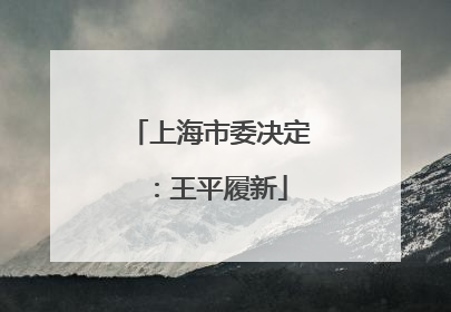 上海市委决定：王平履新