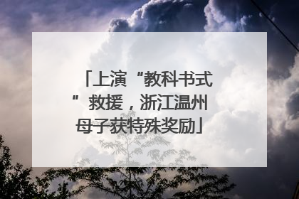 上演“教科书式”救援，浙江温州母子获特殊奖励