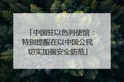中国驻以色列使馆:特别提醒在以中国公民切实加强安全防范