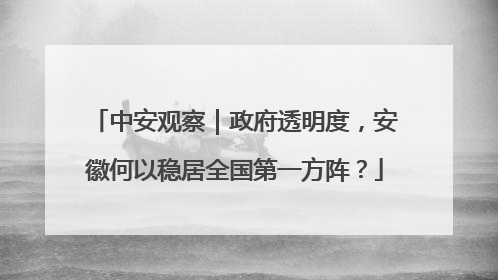 中安观察｜政府透明度，安徽何以稳居全国第一方阵？