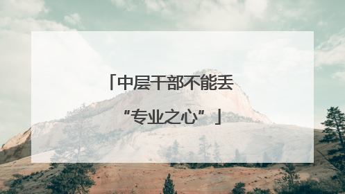 中层干部不能丢“专业之心”