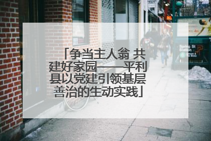争当主人翁 共建好家园——平利县以党建引领基层善治的生动实践