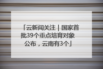 云新闻关注｜国家首批39个重点培育对象公布，云南有3个