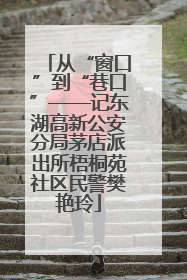 从“窗口”到“巷口”——记东湖高新公安分局茅店派出所梧桐苑社区民警樊艳玲