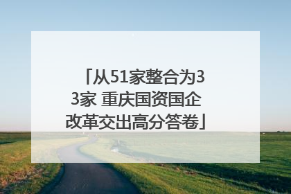 从51家整合为33家 重庆国资国企改革交出高分答卷