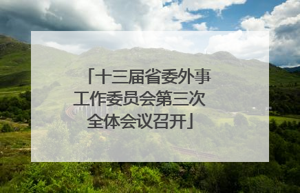 十三届省委外事工作委员会第三次全体会议召开