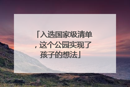 入选国家级清单，这个公园实现了孩子的想法