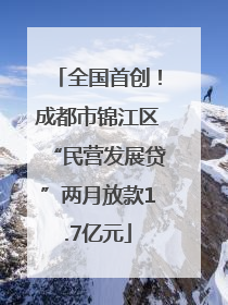 全国首创！成都市锦江区“民营发展贷”两月放款1.7亿元