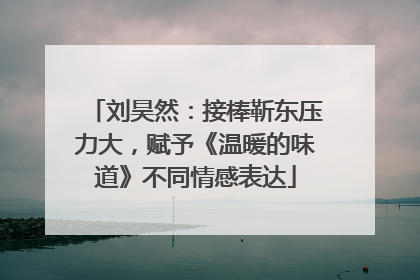 刘昊然：接棒靳东压力大，赋予《温暖的味道》不同情感表达