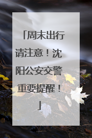周末出行请注意！沈阳公安交警重要提醒！
