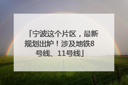 宁波这个片区，最新规划出炉！涉及地铁8号线、11号线