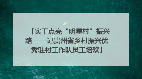 实干点亮“明星村”振兴路——记贵州省乡村振兴优秀驻村工作队员王培欢