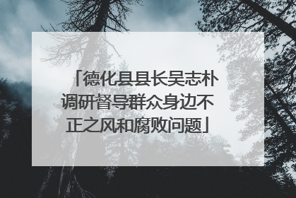 德化县县长吴志朴调研督导群众身边不正之风和腐败问题
