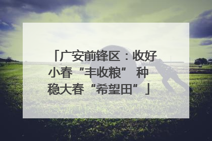 广安前锋区：收好小春“丰收粮” 种稳大春“希望田”