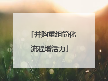 并购重组简化流程增活力
