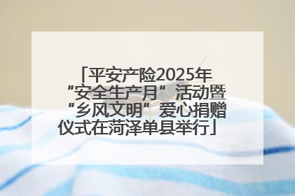 平安产险2025年“安全生产月”活动暨“乡风文明”爱心捐赠仪式在菏泽单县举行