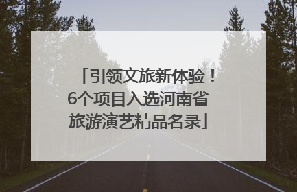 引领文旅新体验！6个项目入选河南省旅游演艺精品名录