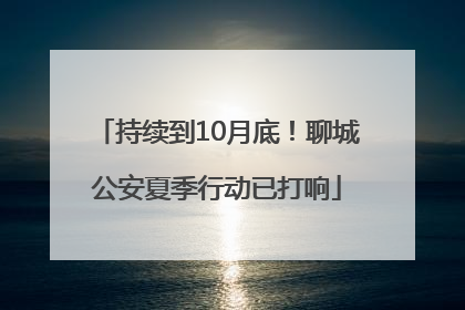 持续到10月底！聊城公安夏季行动已打响