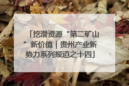 挖潜资源“第二矿山”新价值｜贵州产业新势力系列报道之十四