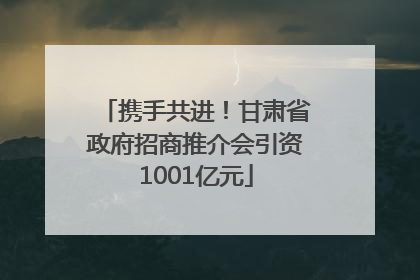 携手共进！甘肃省政府招商推介会引资1001亿元