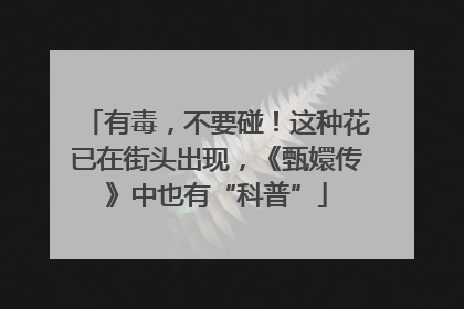 有毒，不要碰！这种花已在街头出现，《甄嬛传》中也有“科普”