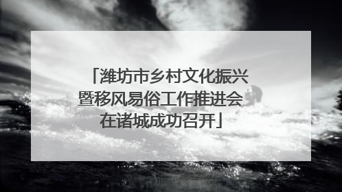 潍坊市乡村文化振兴暨移风易俗工作推进会在诸城成功召开