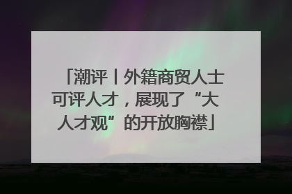 潮评丨外籍商贸人士可评人才，展现了“大人才观”的开放胸襟