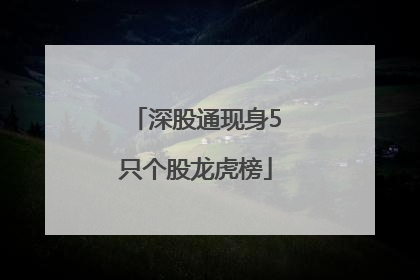 深股通现身5只个股龙虎榜