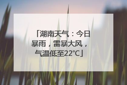 湖南天气：今日暴雨，雷暴大风，气温低至22℃