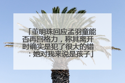 董明珠回应孟羽童能否再回格力，称其离开时确实是犯了很大的错：她对我来说是孩子