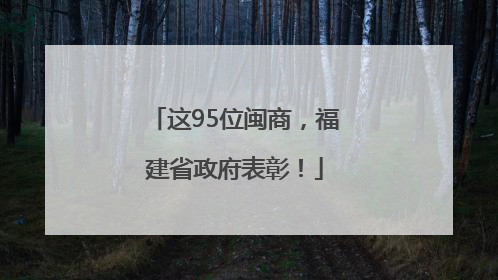 这95位闽商，福建省政府表彰！