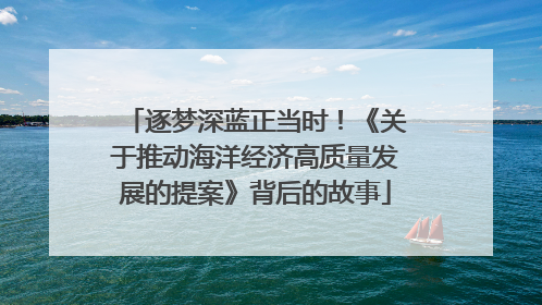逐梦深蓝正当时！《关于推动海洋经济高质量发展的提案》背后的故事