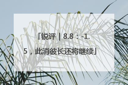 锐评｜8.8：-1.5，此消彼长还将继续
