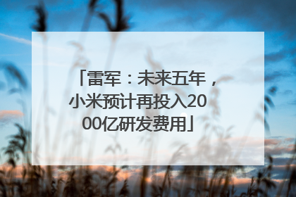 雷军：未来五年，小米预计再投入2000亿研发费用