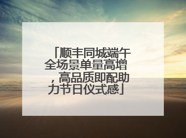 顺丰同城端午全场景单量高增，高品质即配助力节日仪式感