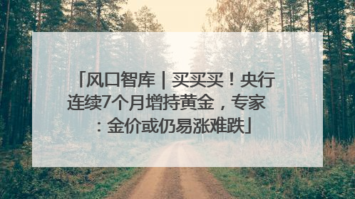 风口智库｜买买买！央行连续7个月增持黄金，专家：金价或仍易涨难跌