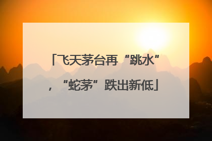 飞天茅台再“跳水”，“蛇茅”跌出新低