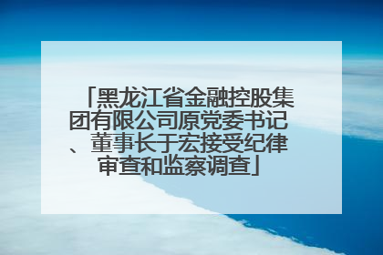 黑龙江省金融控股集团有限公司原党委书记、董事长于宏接受纪律审查和监察调查
