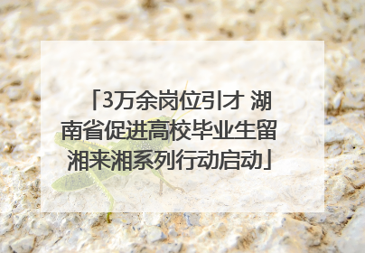 3万余岗位引才 湖南省促进高校毕业生留湘来湘系列行动启动